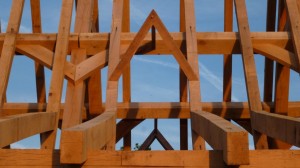 Timber frame, green oak, oak, oak frame, roof truss, rafters, barn conversion, Dordogne, France